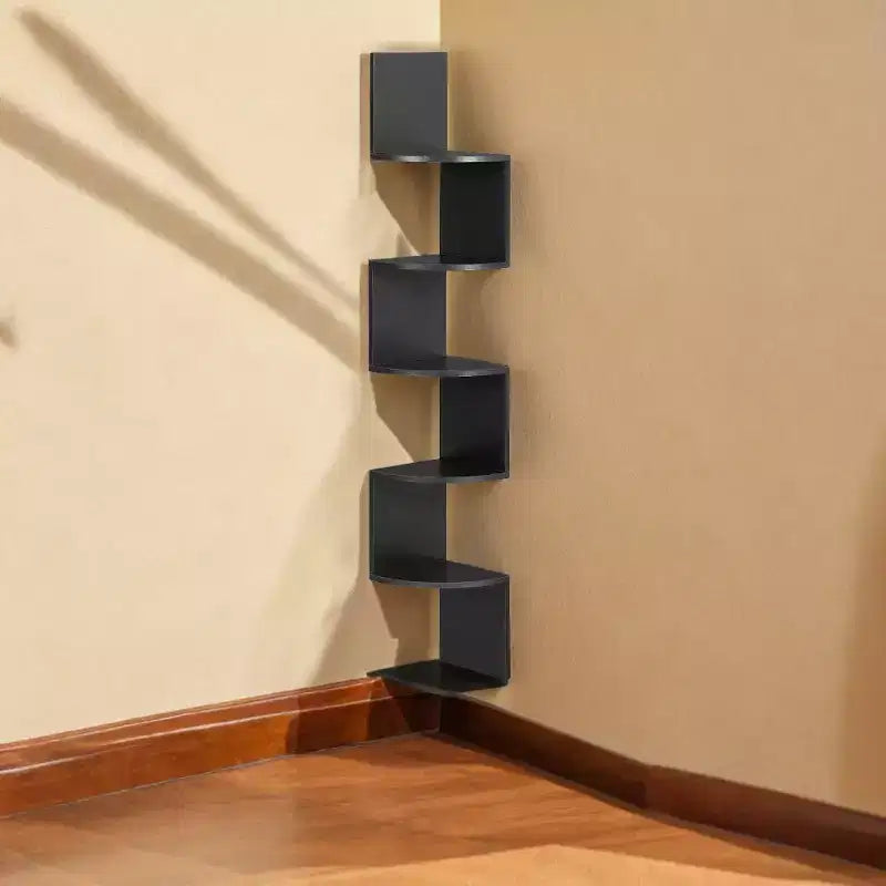 Scaffale ad angolo a 5 ripiani, bianco nuvola / nero inchiostro, singolo