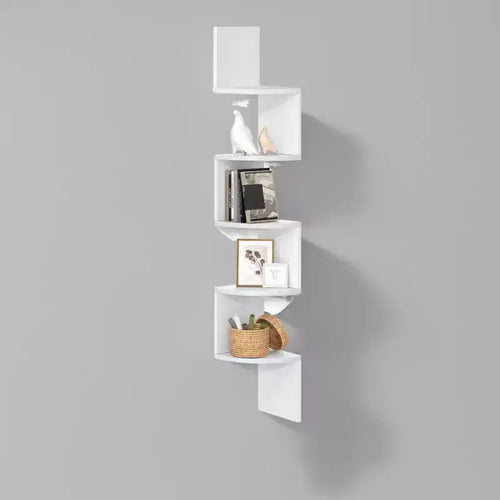 Wall Mount Floating Corner Shelf, 5-Tier Radial for Bedroom, Living Room, Bathroom, Home Office