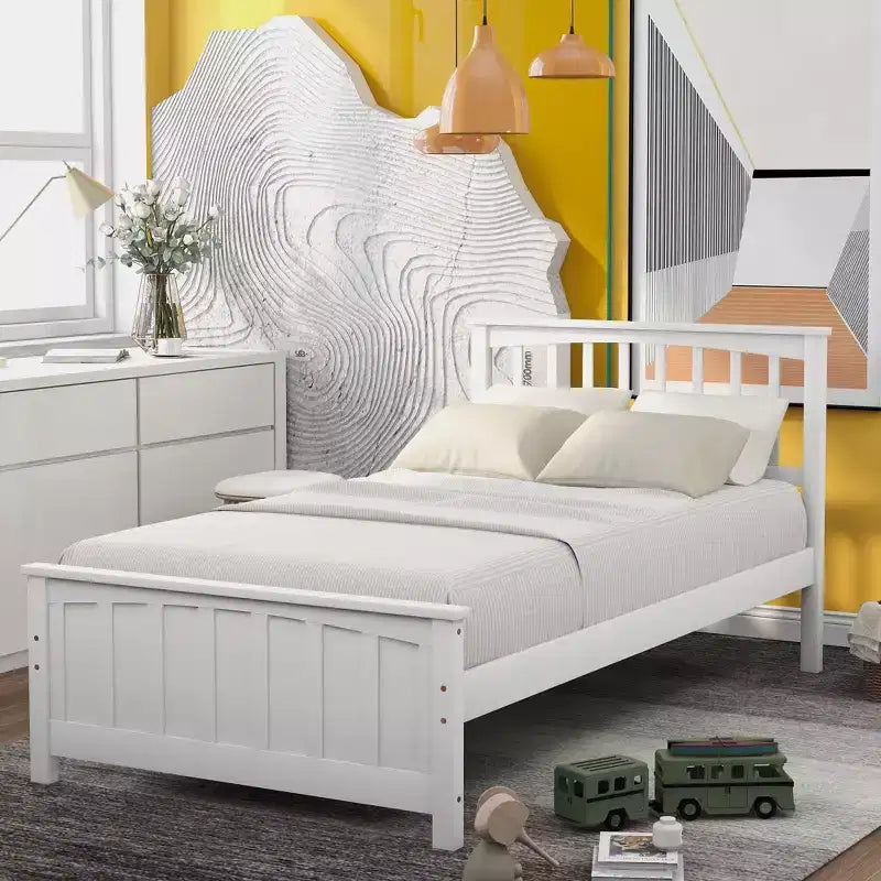 Letto matrimoniale con piattaforma grigio/bianco con testiera e pediera – Posti letto 1