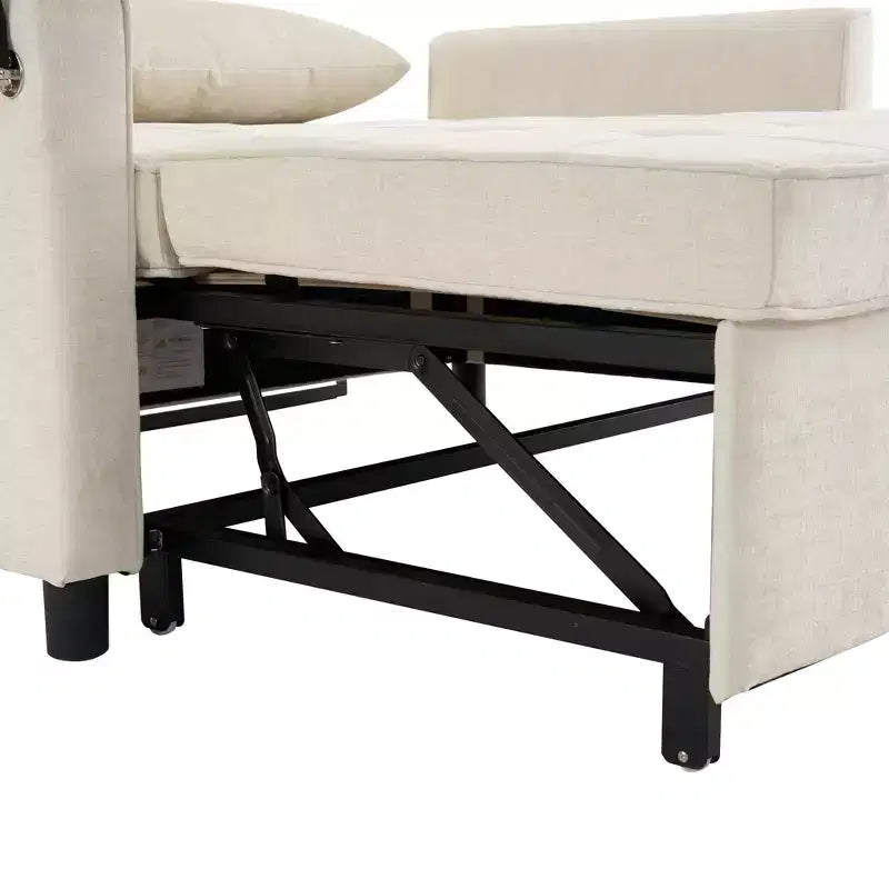 Divano letto a due posti convertibile, 2 posti | Beige / Nero / Blu / Marrone / Grigio / Verde | Porte USB e tasche laterali