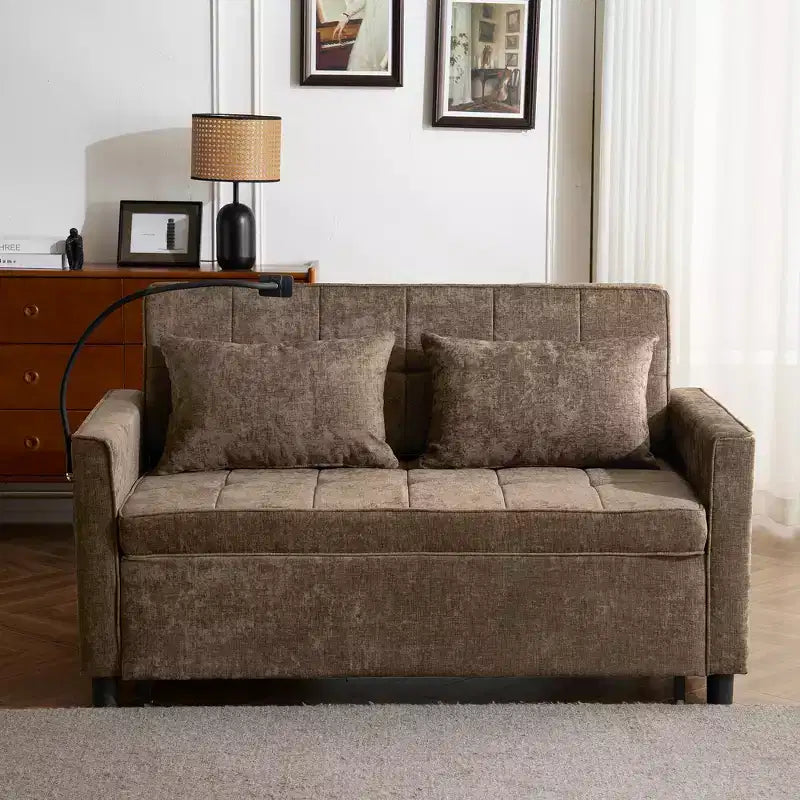 Divano letto a due posti convertibile, 2 posti | Beige / Nero / Blu / Marrone / Grigio / Verde | Porte USB e tasche laterali