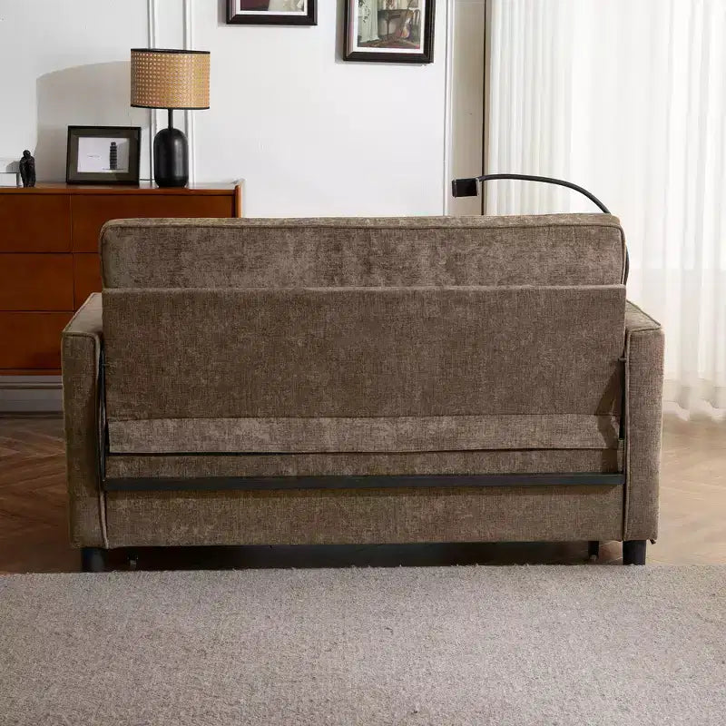 Divano letto a due posti convertibile, 2 posti | Beige / Nero / Blu / Marrone / Grigio / Verde | Porte USB e tasche laterali