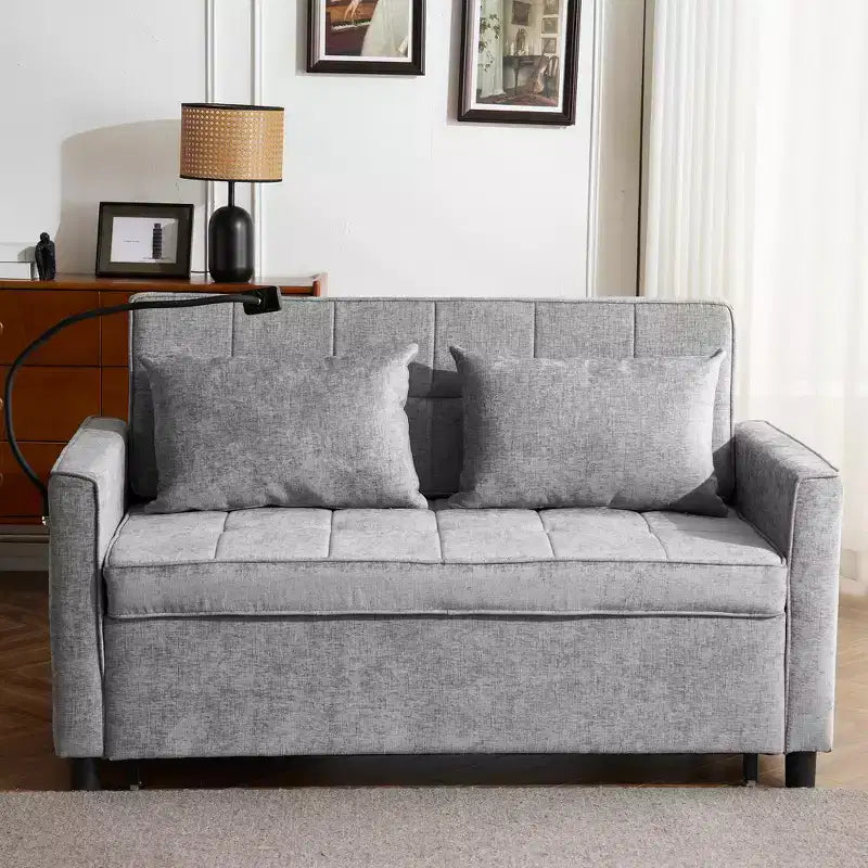 Divano letto a due posti convertibile, 2 posti | Beige / Nero / Blu / Marrone / Grigio / Verde | Porte USB e tasche laterali