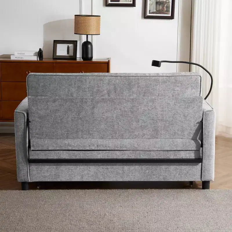 Divano letto a due posti convertibile, 2 posti | Beige / Nero / Blu / Marrone / Grigio / Verde | Porte USB e tasche laterali