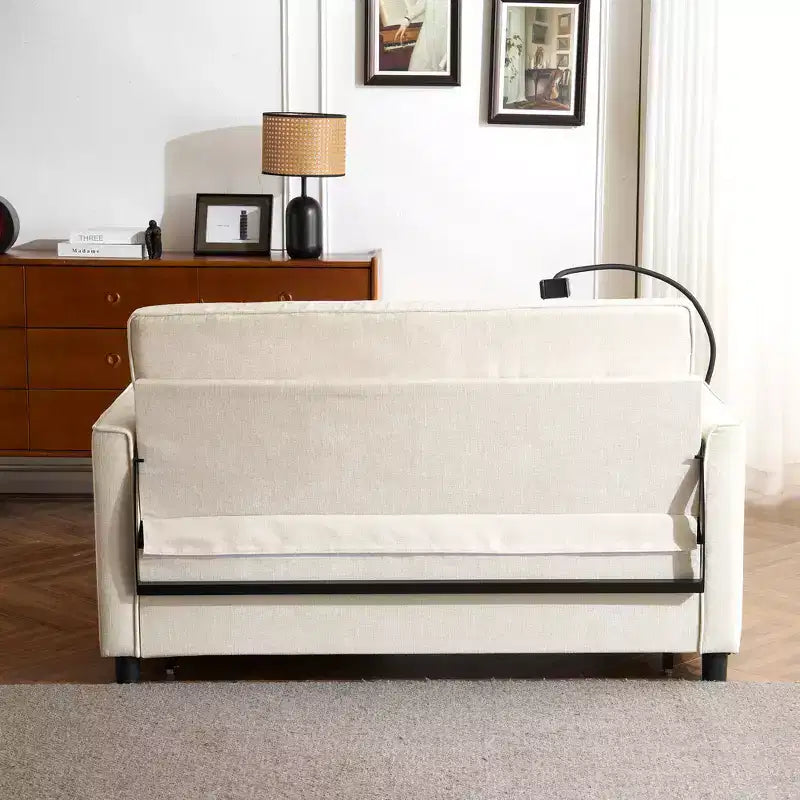 Divano letto a due posti convertibile, 2 posti | Beige / Nero / Blu / Marrone / Grigio / Verde | Porte USB e tasche laterali
