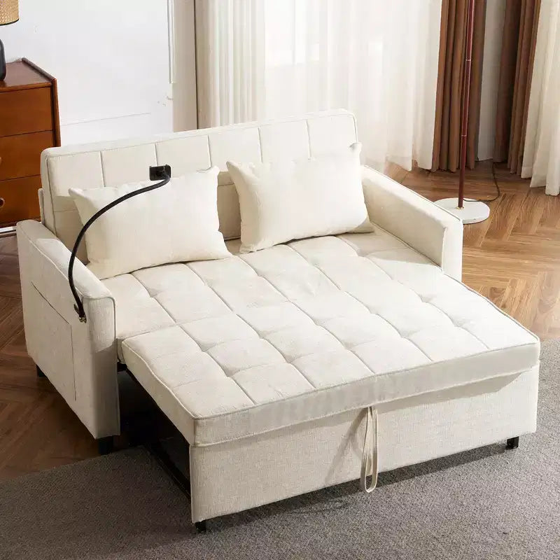 Whisen 56 Loveseat Sofa & Sleeper Sofa Bed, Reversible Backrest Cushion, Side Pockets, USB Ports and Phone Holder