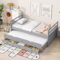 Letto gemello grigio/bianco con letto estraibile e 3 cassetti, per 2 persone