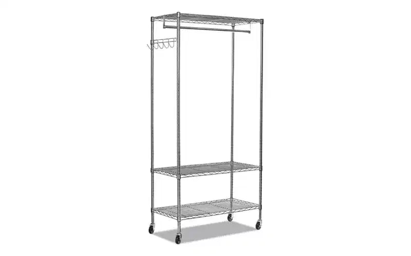 Alera Wire Shelving Garment Rack, 40 Garments, 48w x 18d x 75h, Silver