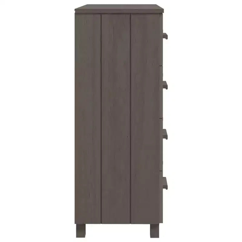 Madia in legno – Marrone miele / Grigio chiaro / Bianco | Cassettiera a 5 cassetti