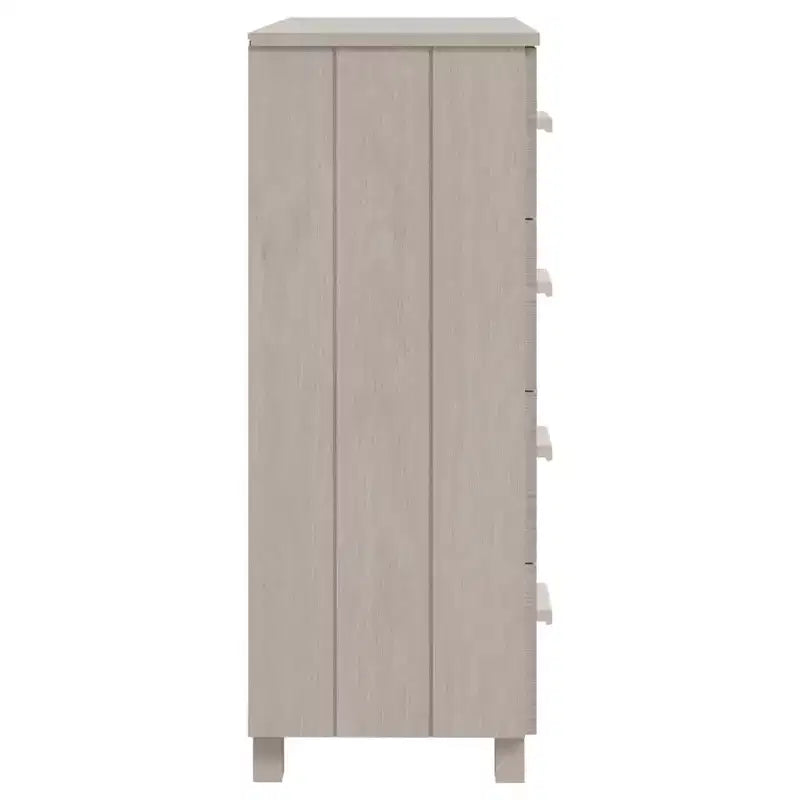 Madia in legno – Marrone miele / Grigio chiaro / Bianco | Cassettiera a 5 cassetti