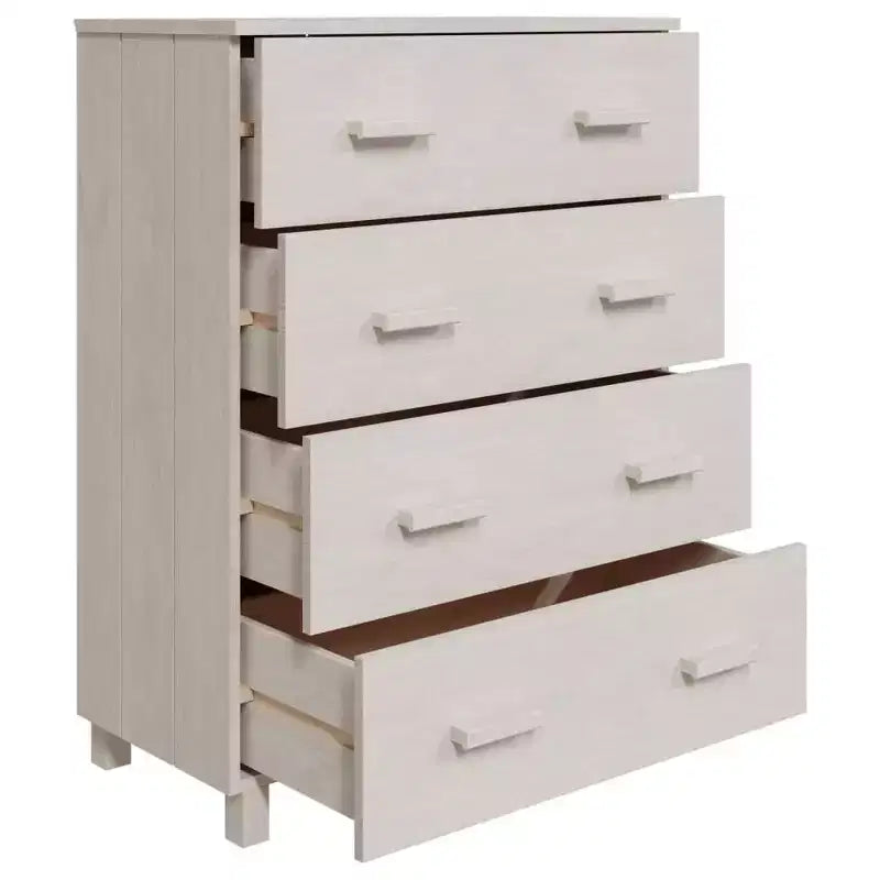 Madia in legno – Marrone miele / Grigio chiaro / Bianco | Cassettiera a 5 cassetti