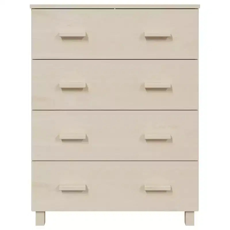 Madia in legno – Marrone miele / Grigio chiaro / Bianco | Cassettiera a 5 cassetti