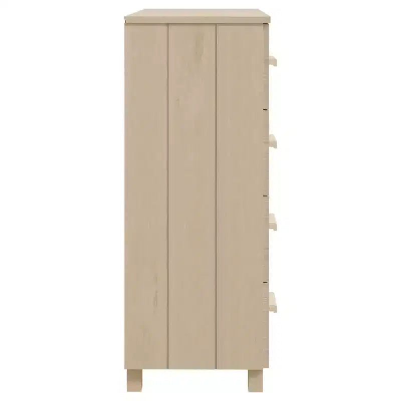 Madia in legno – Marrone miele / Grigio chiaro / Bianco | Cassettiera a 5 cassetti