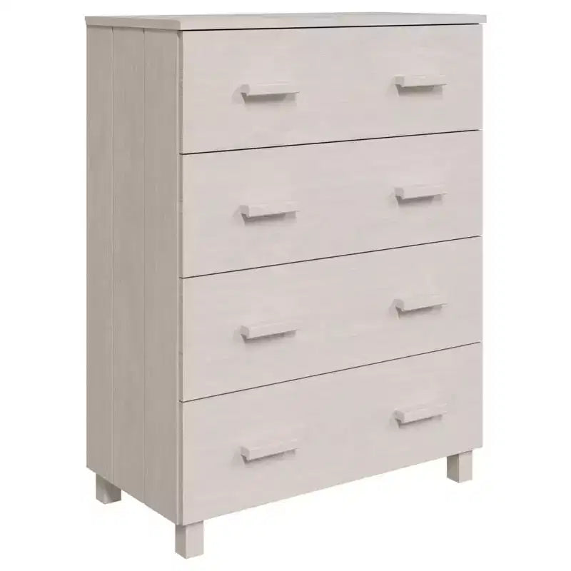 Madia in legno – Marrone miele / Grigio chiaro / Bianco | Cassettiera a 5 cassetti