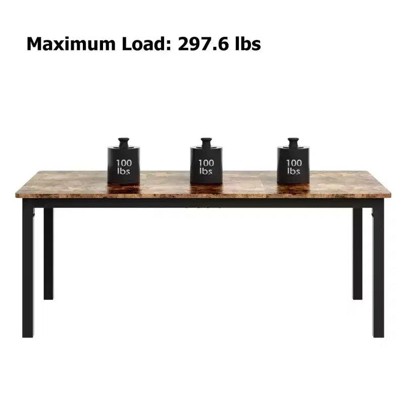 Tavolo da pranzo rettangolare nero/marrone con gambe in metallo, 6 posti, 180 cm