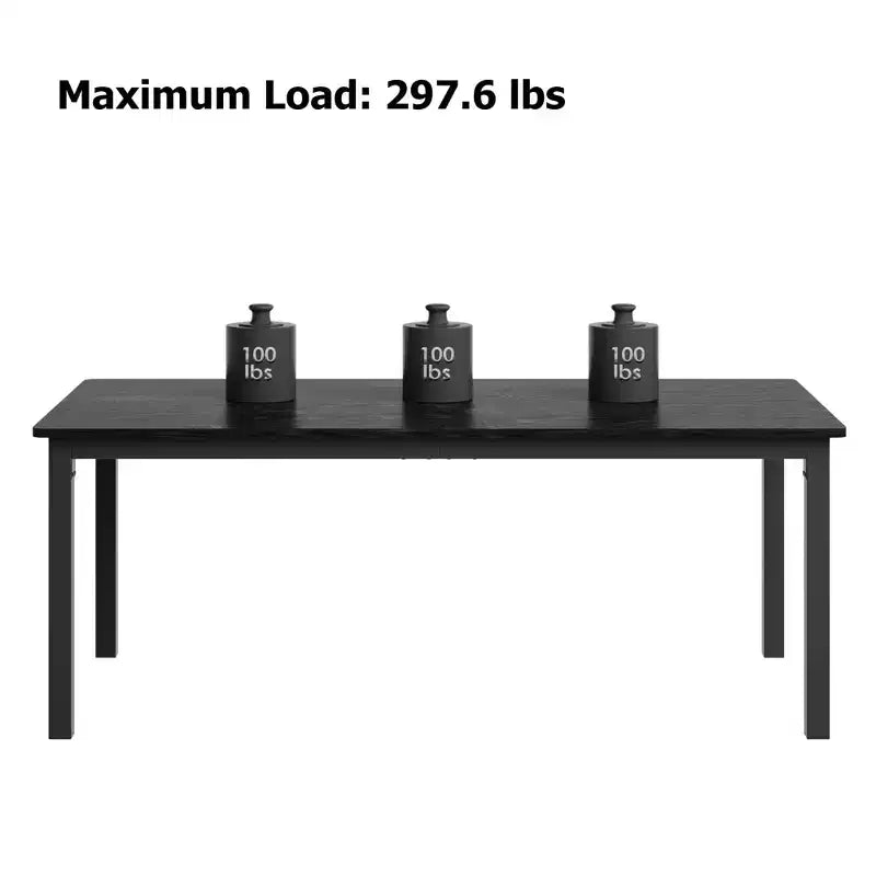 Tavolo da pranzo rettangolare nero/marrone con gambe in metallo, 6 posti, 180 cm
