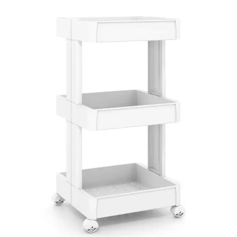 Carrello multiuso scorrevole bianco, a 3/4 ripiani, in PP, montaggio per 1 persona