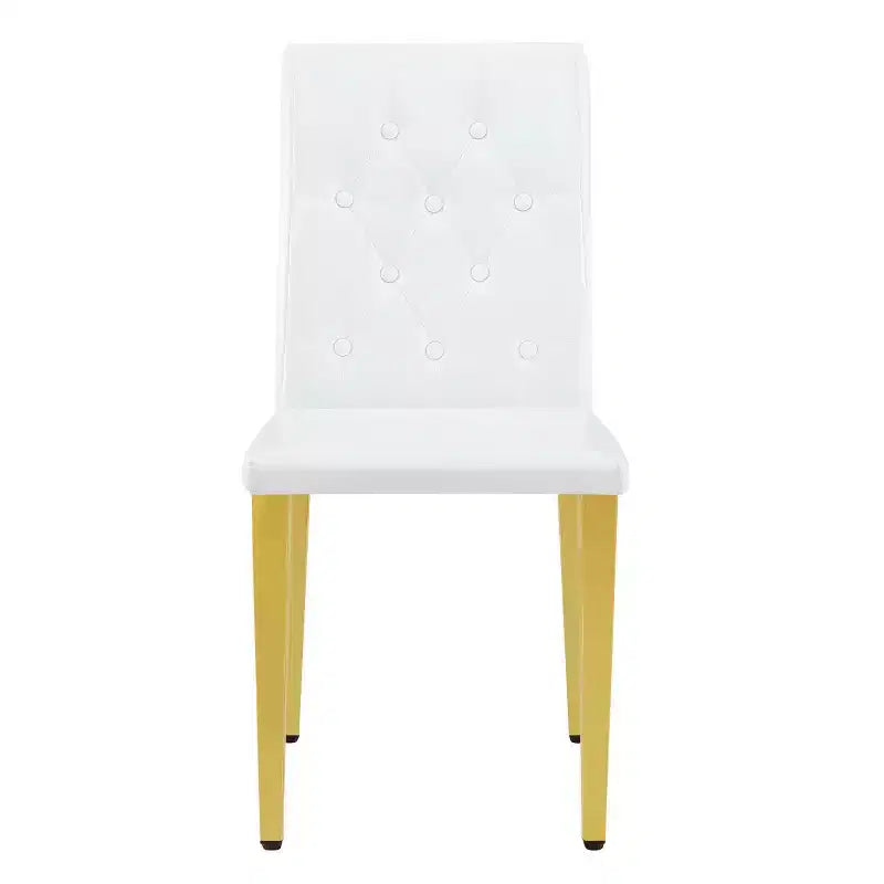 Sedia da pranzo senza braccioli, rivestimento in PU, gambe in metallo dorato, set da 2 (nero/bianco)