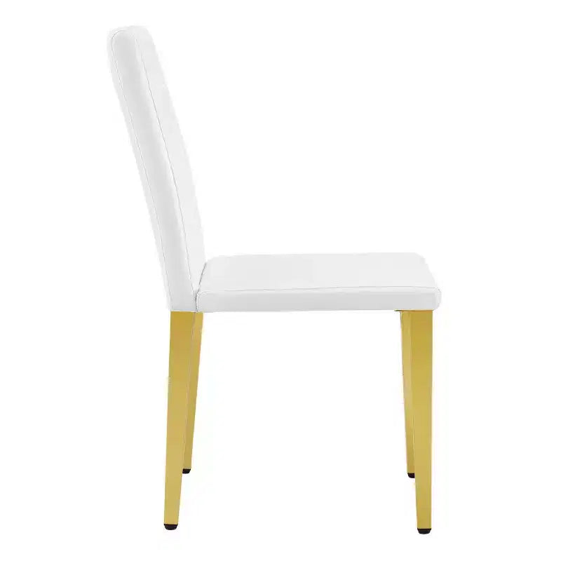 Sedia da pranzo senza braccioli, rivestimento in PU, gambe in metallo dorato, set da 2 (nero/bianco)