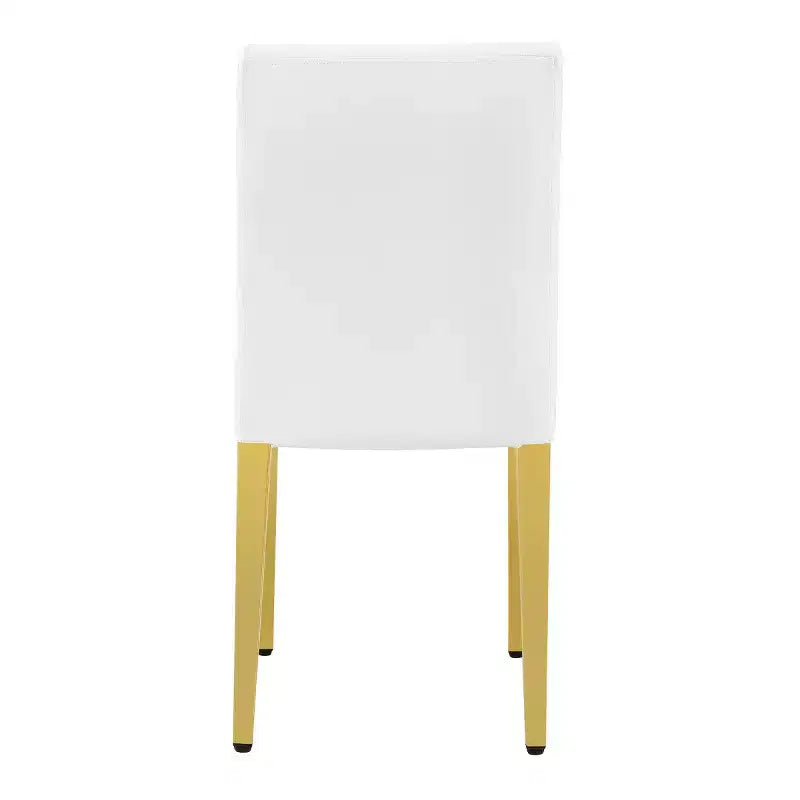 Sedia da pranzo senza braccioli, rivestimento in PU, gambe in metallo dorato, set da 2 (nero/bianco)