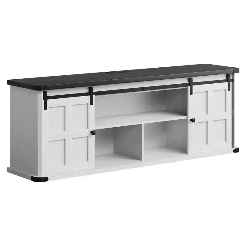 Mobile TV rustico da 70" – Nero/Nero+Bianco/Grigio chiaro/Grigio legno, Adatto a TV fino a 80"