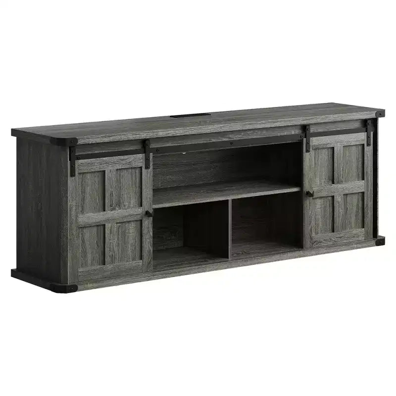 Mobile TV rustico da 70" – Nero/Nero+Bianco/Grigio chiaro/Grigio legno, Adatto a TV fino a 80"