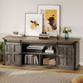70 Farmhouse TV Stand for 80/75/70 Inch TVs, Storage Cabinets with Sliding Barn Door, Rustic TV Stands for Living Room, Media Console Cabinet