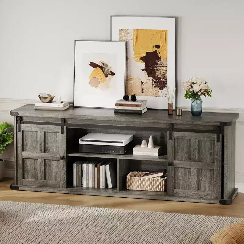 Mobile TV rustico da 70" – Nero/Nero+Bianco/Grigio chiaro/Grigio legno, Adatto a TV fino a 80"