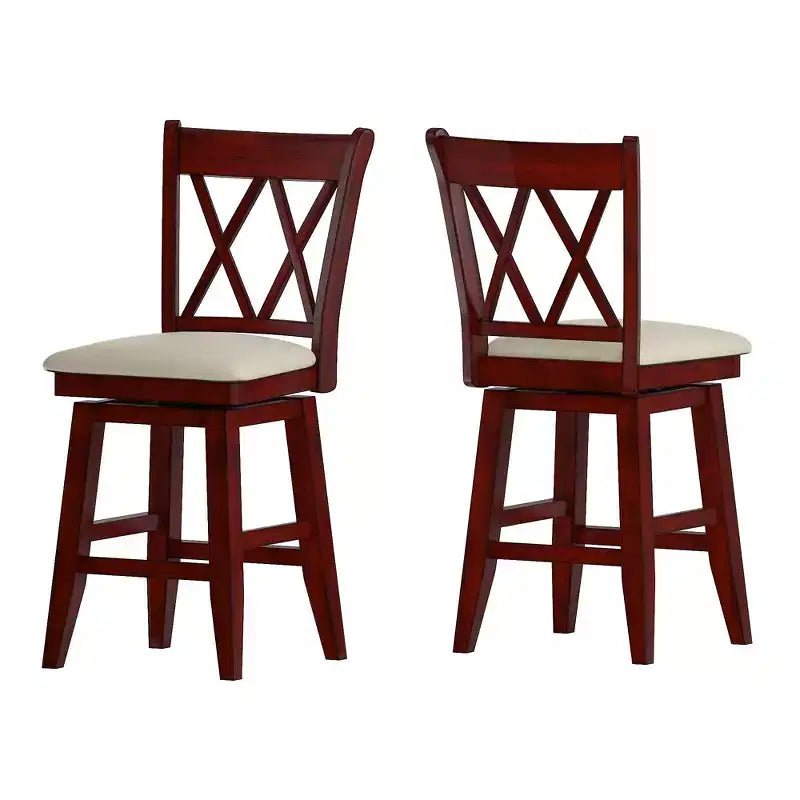 Sgabello da bancone con schienale a X anticato grigio/bianco/rosso bacca, senza braccioli, 1 posto