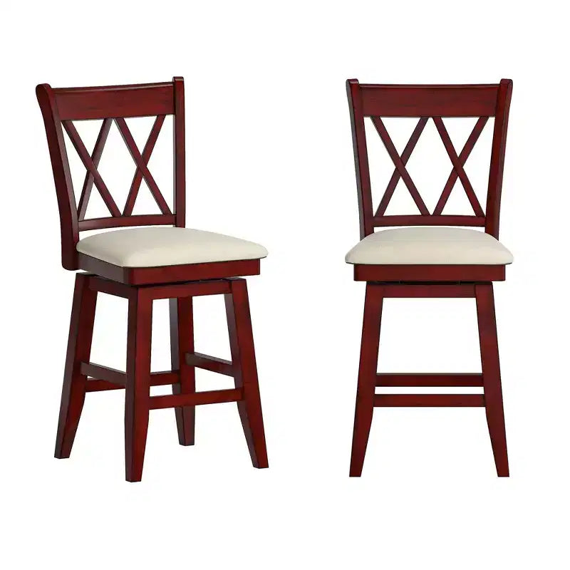 Sgabello da bancone con schienale a X anticato grigio/bianco/rosso bacca, senza braccioli, 1 posto