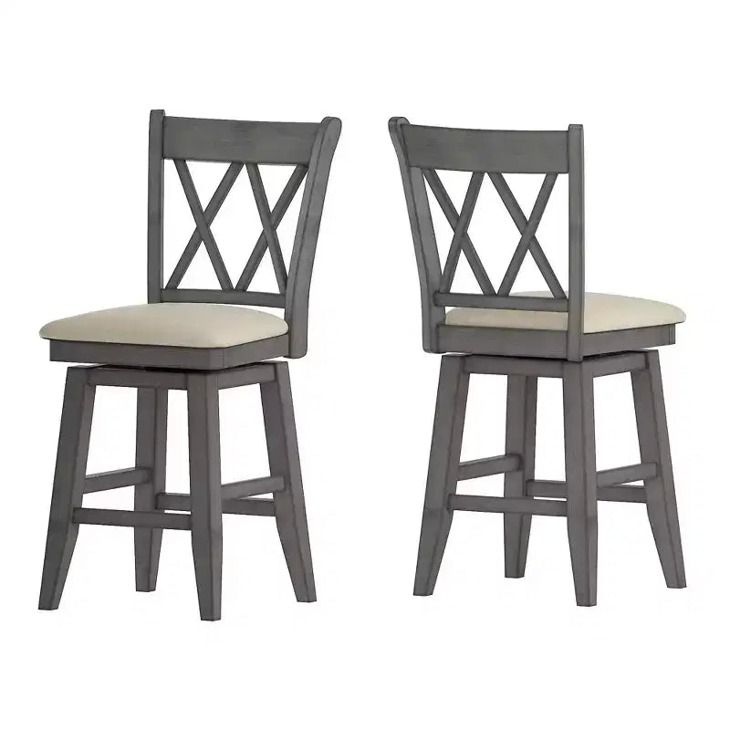 Sgabello da bancone con schienale a X anticato grigio/bianco/rosso bacca, senza braccioli, 1 posto
