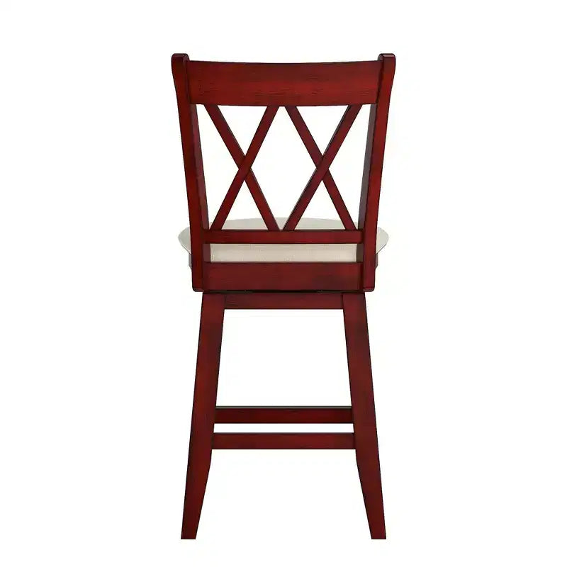 Sgabello da bancone con schienale a X anticato grigio/bianco/rosso bacca, senza braccioli, 1 posto