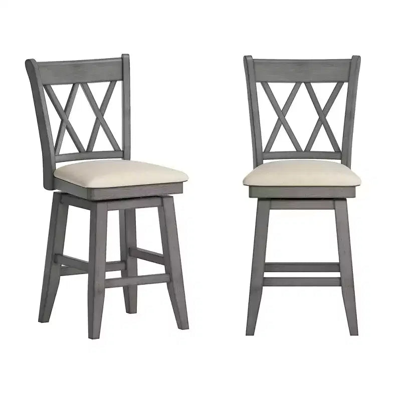 Sgabello da bancone con schienale a X anticato grigio/bianco/rosso bacca, senza braccioli, 1 posto