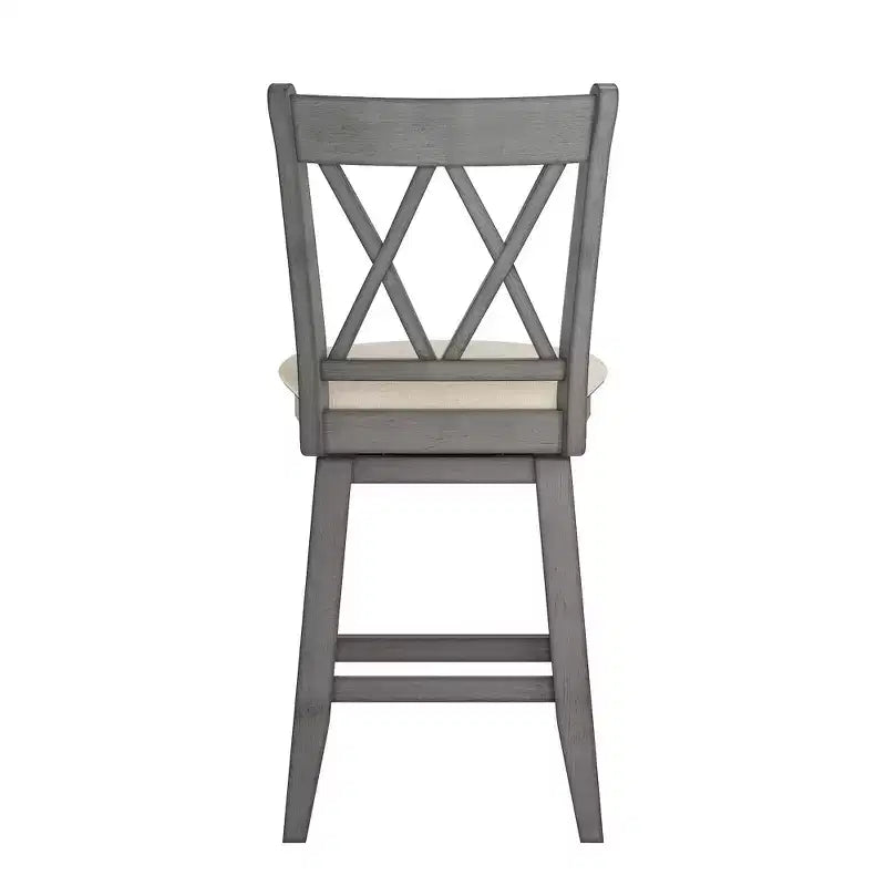 Sgabello da bancone con schienale a X anticato grigio/bianco/rosso bacca, senza braccioli, 1 posto