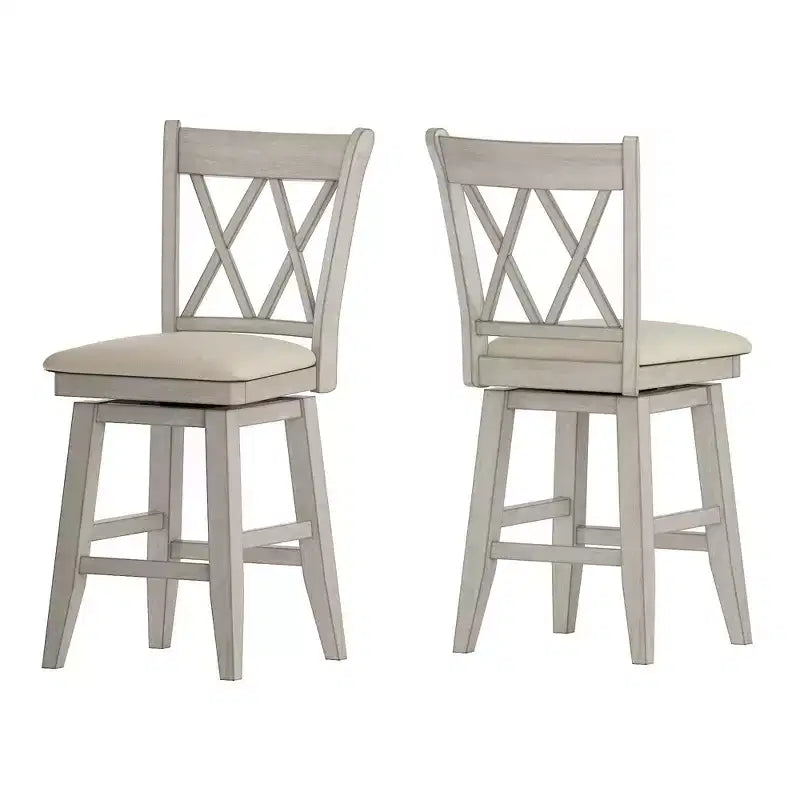 Sgabello da bancone con schienale a X anticato grigio/bianco/rosso bacca, senza braccioli, 1 posto