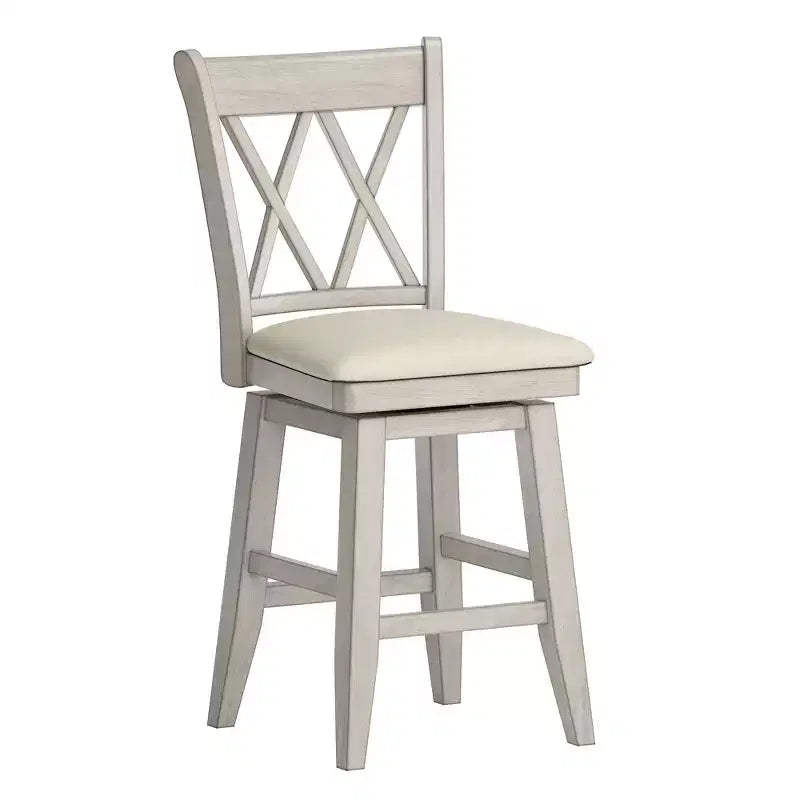 Sgabello da bancone con schienale a X anticato grigio/bianco/rosso bacca, senza braccioli, 1 posto