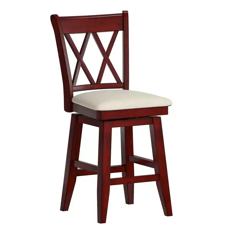 Sgabello da bancone con schienale a X anticato grigio/bianco/rosso bacca, senza braccioli, 1 posto