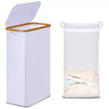 Narwey Slim Laundry Basket with Lid, Narrow Laundry Hamper with Removable Bag, Skinny Dirty