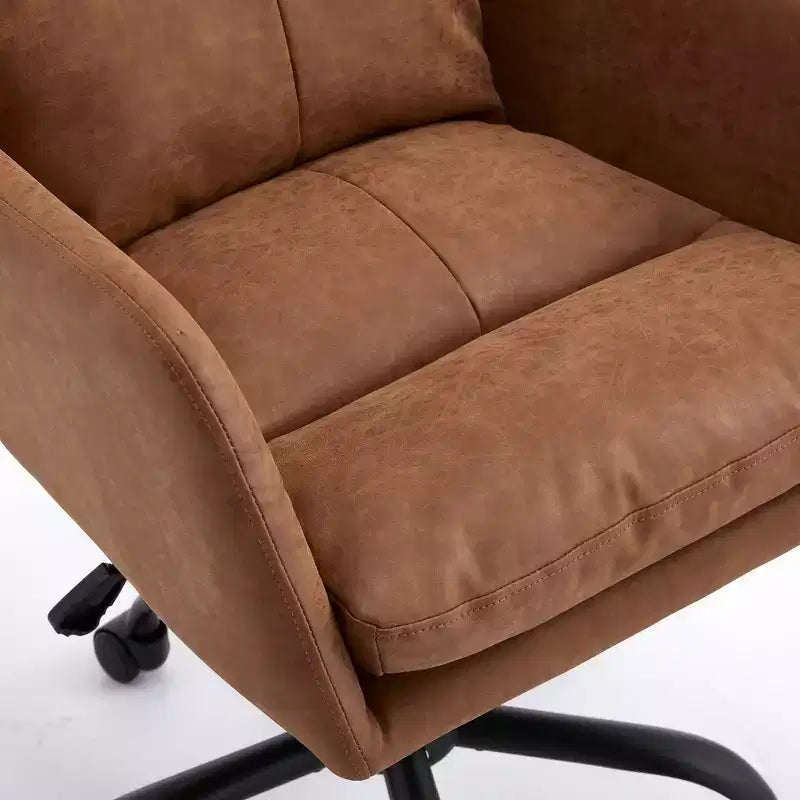 Sedia da Ufficio in Ecopelle, Altezza Regolabile, Braccioli Fissi – Nero/Marrone/Grigio/Verde/Rosa/Bianco, Posti a Sedere: 1