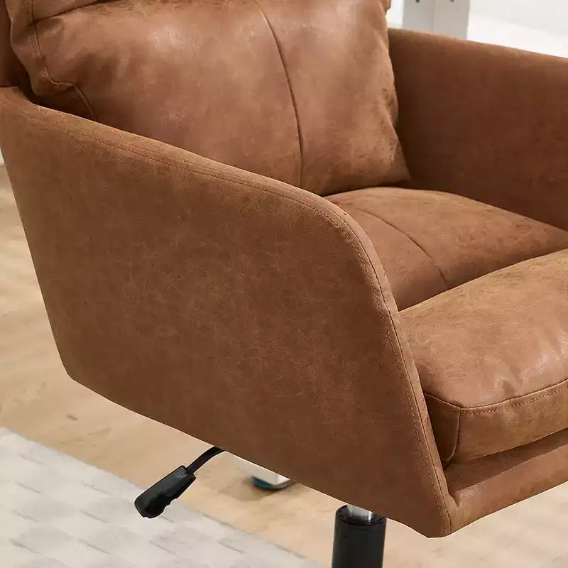 Sedia da Ufficio in Ecopelle, Altezza Regolabile, Braccioli Fissi – Nero/Marrone/Grigio/Verde/Rosa/Bianco, Posti a Sedere: 1