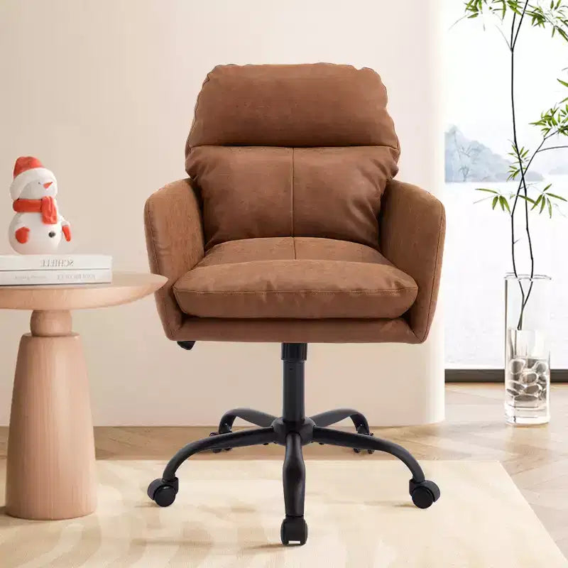 Sedia da Ufficio in Ecopelle, Altezza Regolabile, Braccioli Fissi – Nero/Marrone/Grigio/Verde/Rosa/Bianco, Posti a Sedere: 1