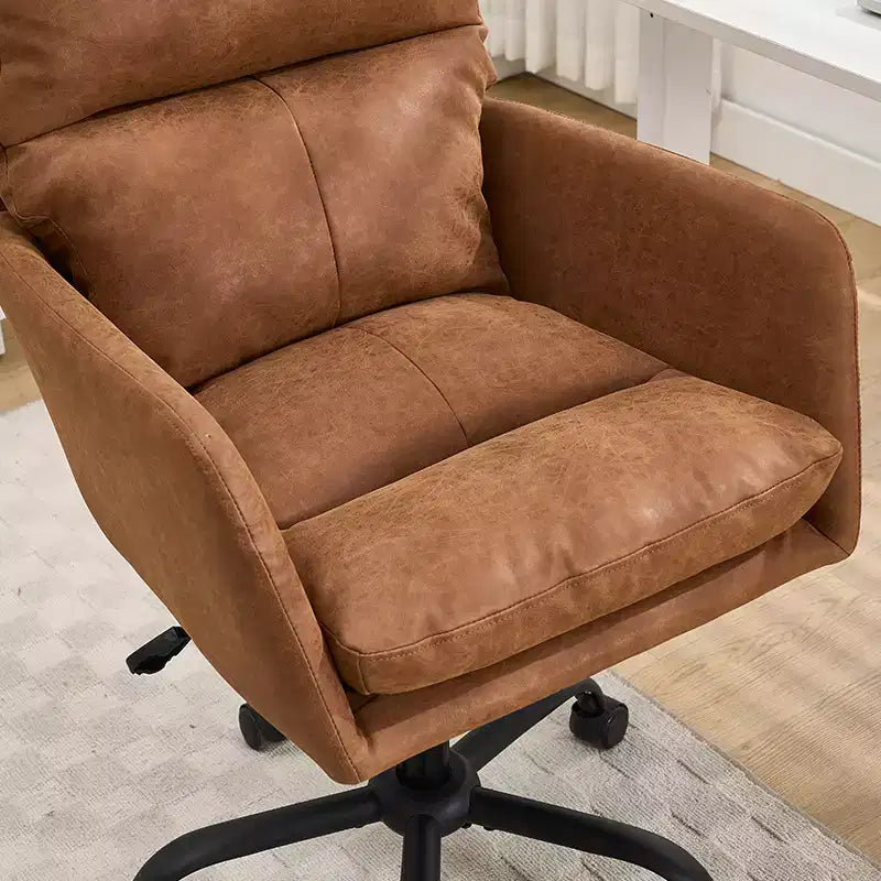 Sedia da Ufficio in Ecopelle, Altezza Regolabile, Braccioli Fissi – Nero/Marrone/Grigio/Verde/Rosa/Bianco, Posti a Sedere: 1