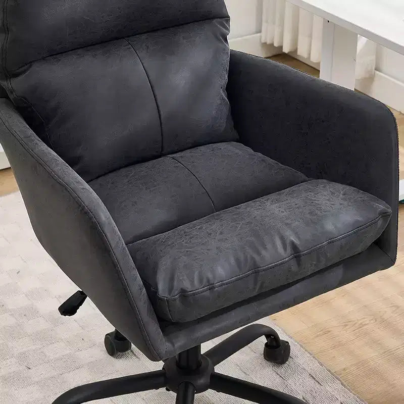 Sedia da Ufficio in Ecopelle, Altezza Regolabile, Braccioli Fissi – Nero/Marrone/Grigio/Verde/Rosa/Bianco, Posti a Sedere: 1