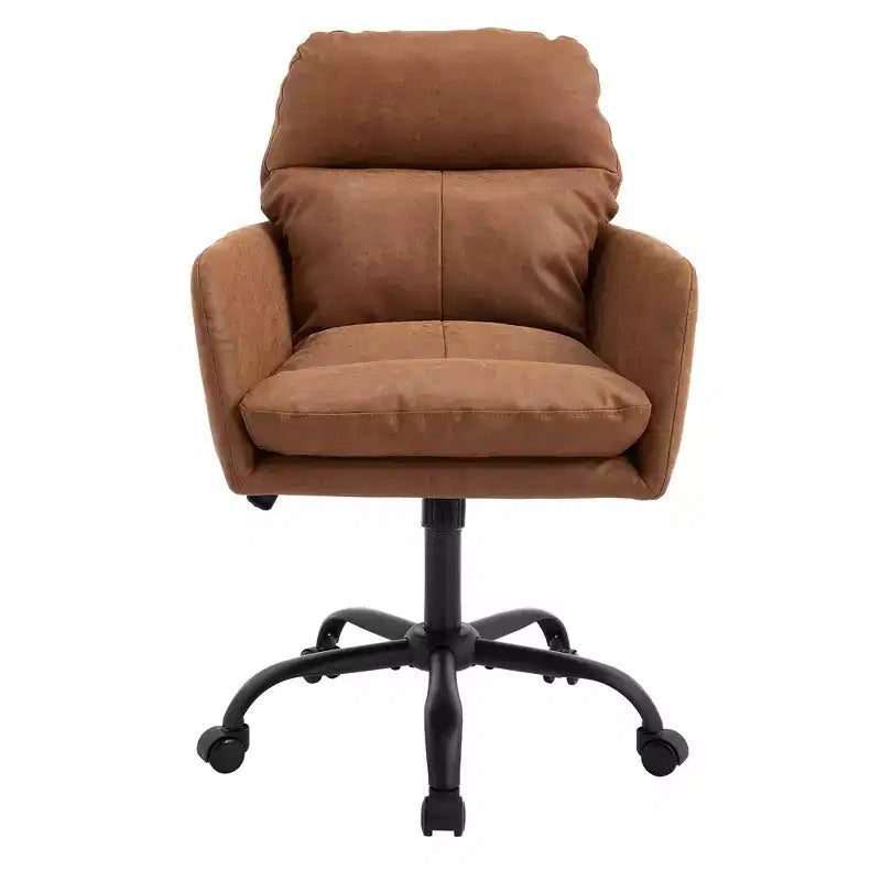 Sedia da Ufficio in Ecopelle, Altezza Regolabile, Braccioli Fissi – Nero/Marrone/Grigio/Verde/Rosa/Bianco, Posti a Sedere: 1