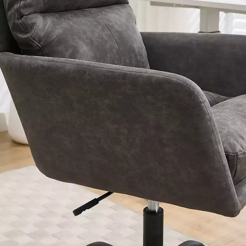 Sedia da Ufficio in Ecopelle, Altezza Regolabile, Braccioli Fissi – Nero/Marrone/Grigio/Verde/Rosa/Bianco, Posti a Sedere: 1