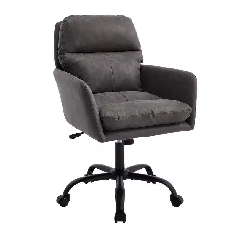 Sedia da Ufficio in Ecopelle, Altezza Regolabile, Braccioli Fissi – Nero/Marrone/Grigio/Verde/Rosa/Bianco, Posti a Sedere: 1