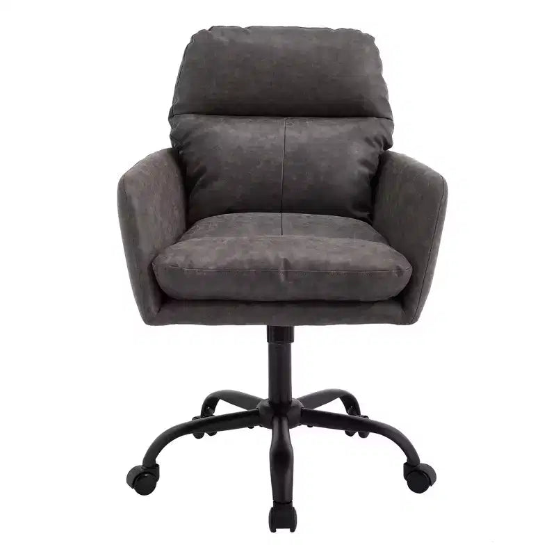 Sedia da Ufficio in Ecopelle, Altezza Regolabile, Braccioli Fissi – Nero/Marrone/Grigio/Verde/Rosa/Bianco, Posti a Sedere: 1