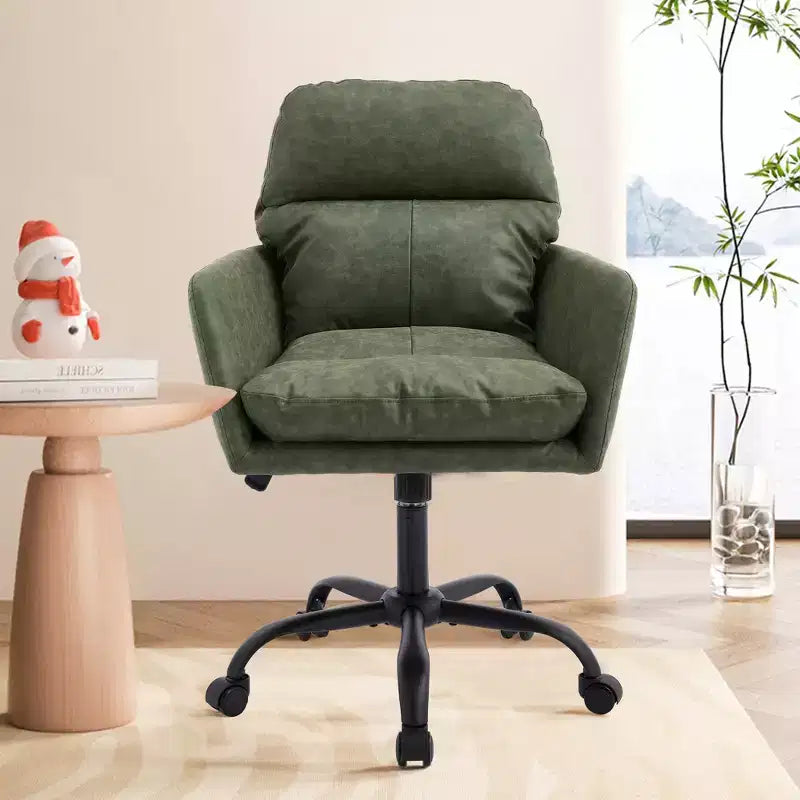 Sedia da Ufficio in Ecopelle, Altezza Regolabile, Braccioli Fissi – Nero/Marrone/Grigio/Verde/Rosa/Bianco, Posti a Sedere: 1