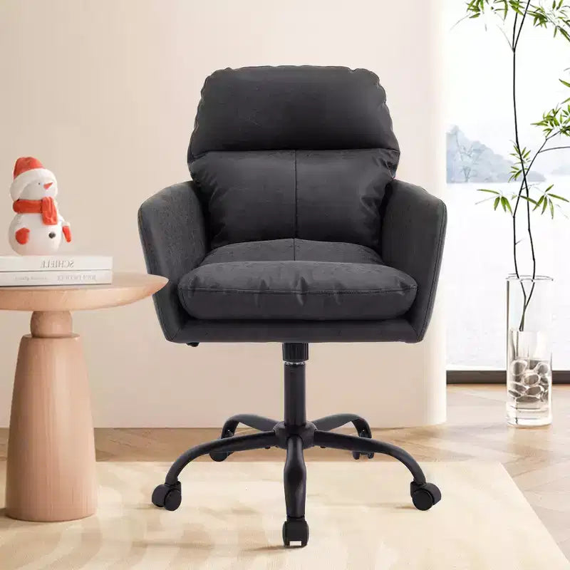 Sedia da Ufficio in Ecopelle, Altezza Regolabile, Braccioli Fissi – Nero/Marrone/Grigio/Verde/Rosa/Bianco, Posti a Sedere: 1