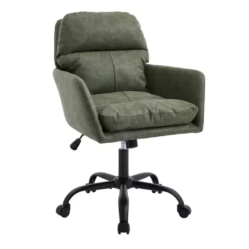 Sedia da Ufficio in Ecopelle, Altezza Regolabile, Braccioli Fissi – Nero/Marrone/Grigio/Verde/Rosa/Bianco, Posti a Sedere: 1